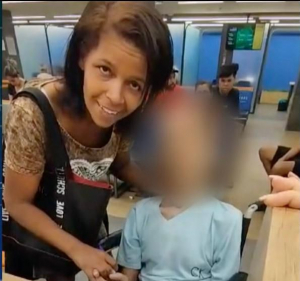 브라질 리우데자네이루의 한 은행에서 죽은 삼촌 명의로 대출을 받으려다 체포된 여성. G1 보도화면 캡처