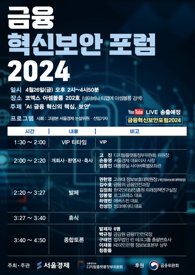 ‘금융 혁신보안 포럼 2024’ 포스터