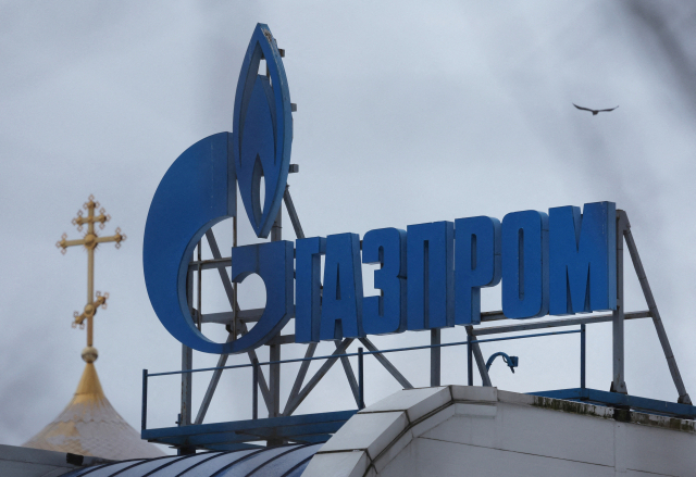 러시아 상트페레트부르크에서 가즈프롬의 로고가 보인다. 로이터연합뉴스