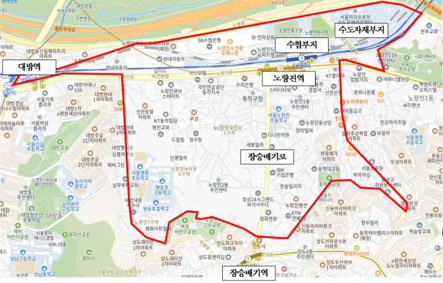 노량진역 일대 지역 활성화 용역 위치도. 사진제공=동작구청