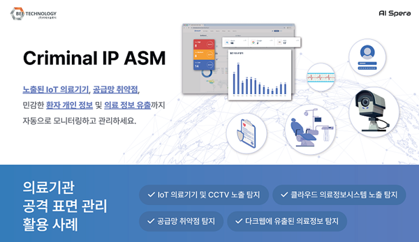 사진=에이아이스페라의 의료기관 공격 표면 관리 솔루션 Criminal IP ASM