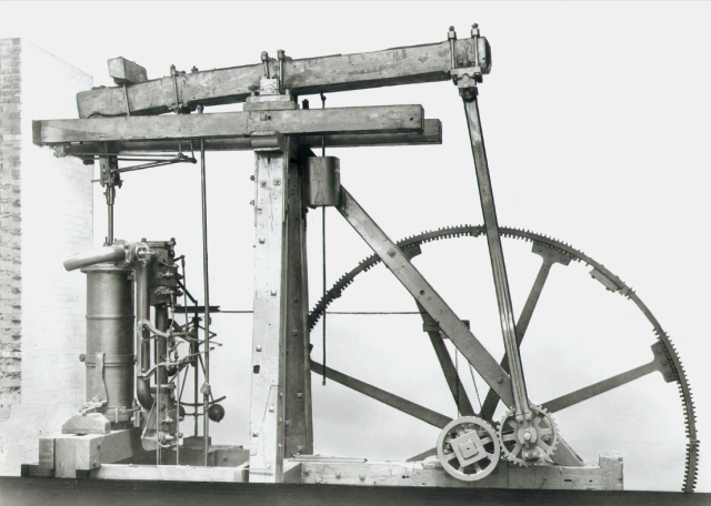 제임스 와트가 개발한 증기 기관 엔진. 런던 과학 박물관