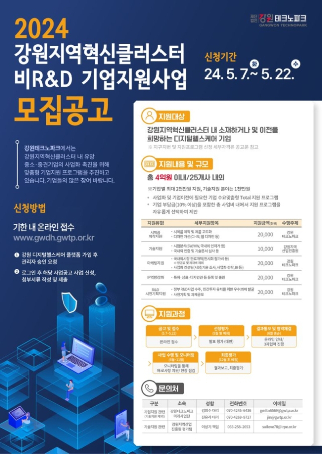 지역혁신클러스터 비R&D 기업지원사업 포스터. 사진 제공=강원테크노파크