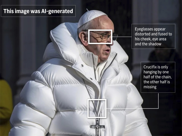 AI로 생성된 프란치스코 교황의 가짜 이미지