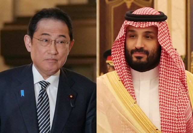 오는 21일 일본에서 정상회담하는 기시다 후미오(왼쪽) 일본 총리와 무함마드 빈 살만 사우디 왕세자/연합뉴스