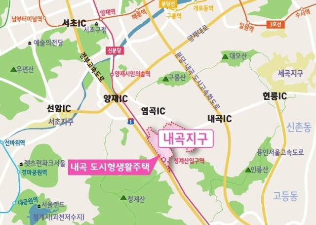 서울 서초구 내곡도시형생활주택 위치도. 사진제공=SH공사
