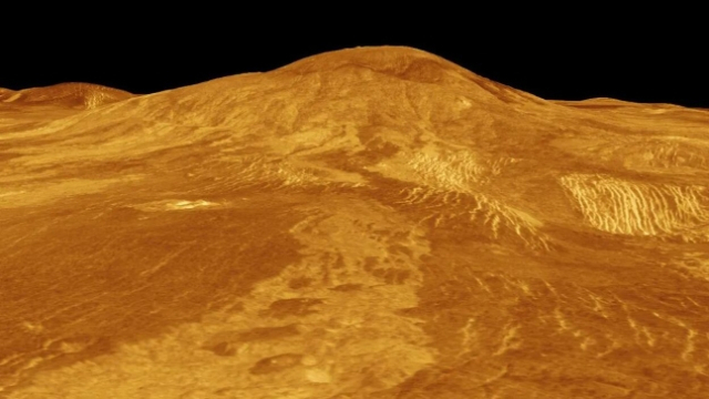 금성에서 화산활동 증거가 발견된 ‘시프 몬스’ 지역 일대를 3D로 재현한 모습. 사진 제공=NASA