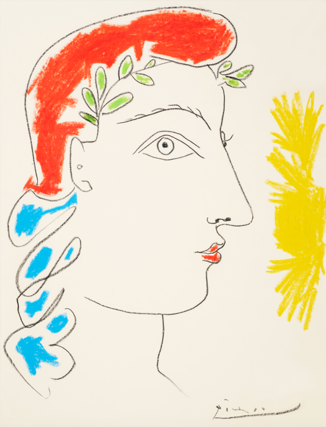 파블로 피카소 / Pablo PicassoTete de femme MarianneColored was crayons on paper65.2x50.3 cm. 사진 제공=오페라 갤러리