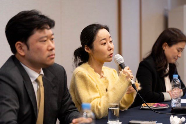 하이브 산하 레이블 어도어 민희진 대표가 31일 오후 서울 중구 한국프레스센터에서 진행된 임시주주총회 관련 기자회견에 참석해 소감을 말하고 있다. 김규빈 기자 2024.05.31