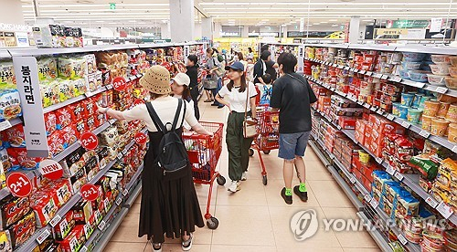 2일 서울 시내 한 대형마트에서 장을 보는 시민들. 연합뉴스