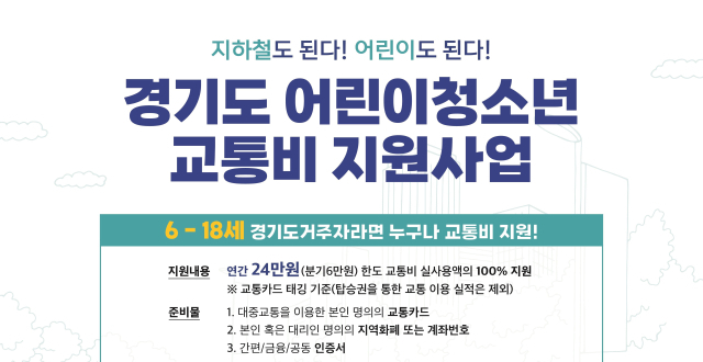 경기도 어린이·청소년 교통비 지원사업 포스터. 사진 제공=경기도