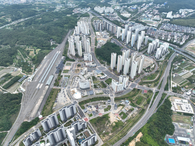 경남 진주시 신진주 역세권 항공사진. 사진제공=진주시