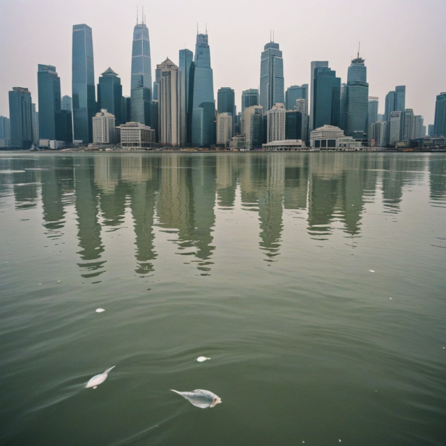 '플라멜 AI 이미지 생성기’로 만든 지구 온난화로 해수면이 높아지면서 도시 일부가 물에 잠긴 모습. 툴 제공=스모어톡