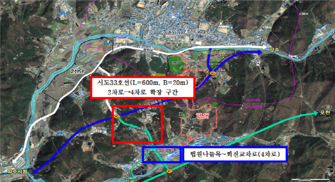 제2외곽순환고속도로 법원나들목~국지도 56호선 연결 도로 확장 구간. 사진 제공=파주시