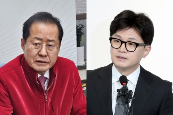 홍준표(왼쪽) 대구시장과 한동훈 전 비대위원장. 연합뉴스