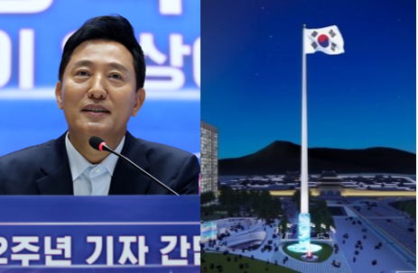 '시대 안 맞는 애국주의' 광화문 100m 태극기 논란에 오세훈 '난 합리적인 사람…귀 더 열겠다'