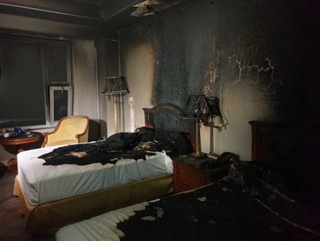 4일 새벽 2시30분께 강원 정선군 사북읍 강원랜드 호텔에서 불이 났다. 사진=강원도소방본부 제공