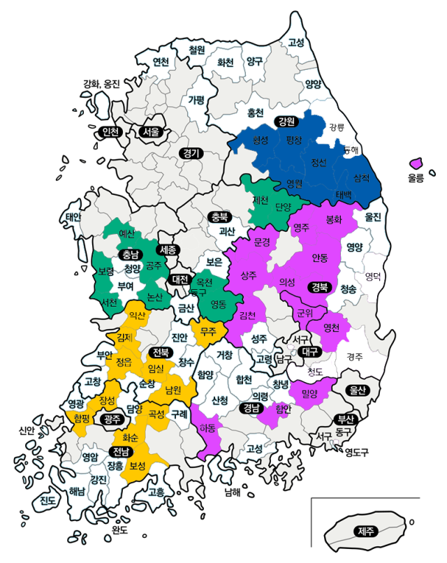 사업대상 지자체. 자료=국토부