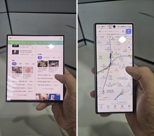 갤럭시 Z폴드6를 펼쳤을 때와 접었을 때 모습.