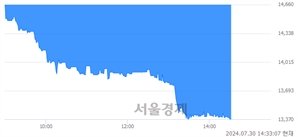 <코>디와이피엔에프, 장중 신저가 기록.. 14,100→13,360(▼740)
