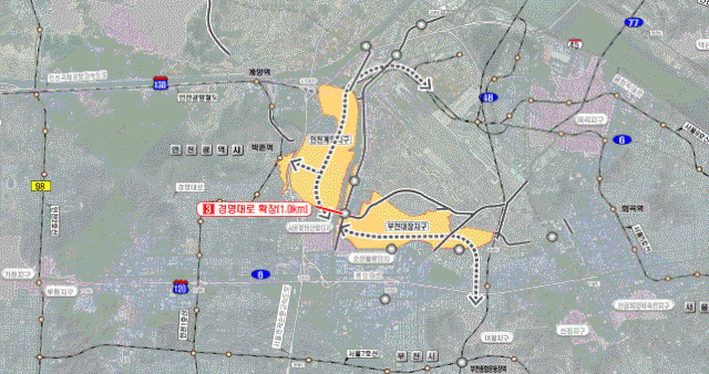 인천계양 경명대로 확장공사 위치도. 자료제공=LH 인천지역본부