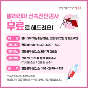 영등포구, 보건소서 말라리아 무료 검사