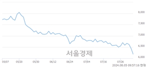 <코>서부T&D, 장중 신저가 기록.. 6,350→6,060(▼290)