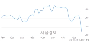 <유>보락, 장중 신저가 기록.. 1,112→1,053(▼59)