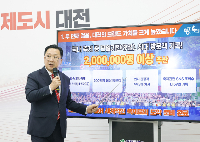 이장우 대전시장이 ‘2024 대전 0시 축제’ 결과를 설명하고 있다. 사진제공=대전시