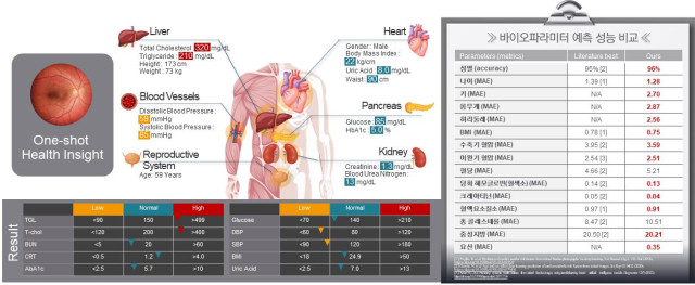 안저영상 기반 바이오 파라메타 예측 모델 및 성능. 이미지 제공 = 경기도