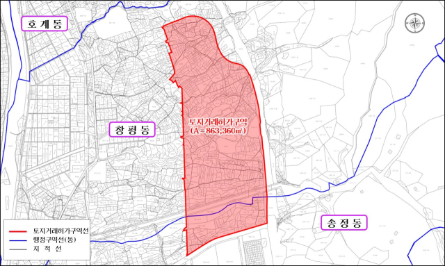 북울산역세권 개발사업부지 토지거래허가구역 관련 도면. 울산시