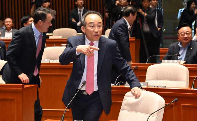 추경호 국민의힘 원내대표가 9일 국회에서 열린 의원총회에 참석하고 있다. 오승현 기자 2024.09.09