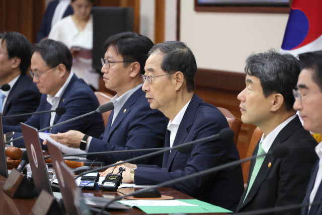 한덕수 국무총리가 19일 서울 종로구 정부서울청사에서 열린 국무회의에서 발언하고 있다. 연합뉴스