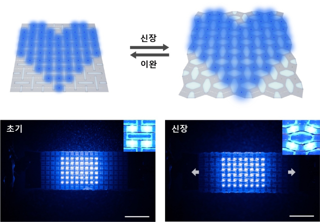 스트레처블 디스플레이 소자의 개념도와 이미지. 자료=KAIST