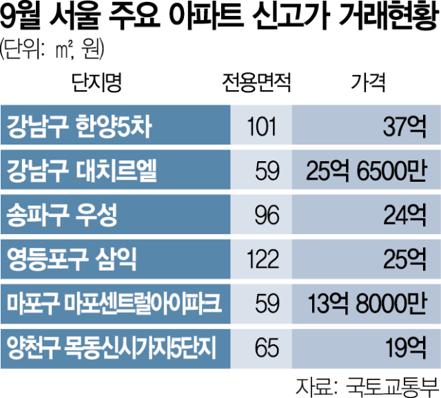 대출규제 피해간 강남권, 신고가 속출