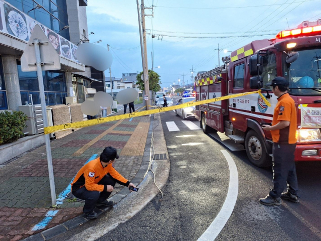 지난 7일 서귀포시 대정읍 하모리 감전 사고 현장. 사진 제공=제주도 소방안전본부