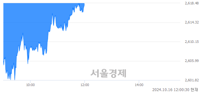 [정오 시황] 코스피 2617.22, 하락세(▼16.23, -0.62%) 지속