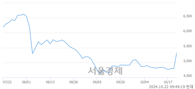 코국순당, 전일 대비 11.88% 상승.. 일일회전율은 12.74% 기록