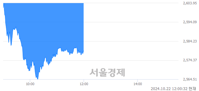 [정오 시황] 코스피 2579.26, 하락세(▼25.66, -0.99%) 지속