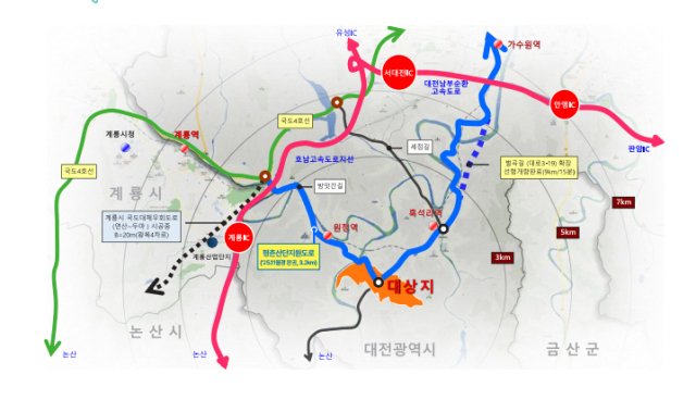 오는 12월 부분개통하게 될 대전 서구 평촌산업단지 전용도로. 사진제공=대전도시공사