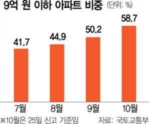 대출 규제에…서울 아파트 거래 ‘9억원 이하’가 절반 넘었다