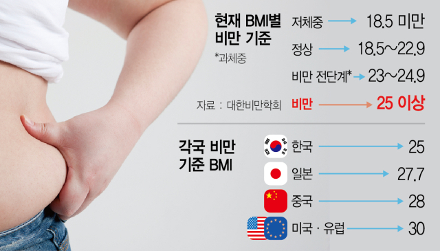 체형 서구화 반영…'비만기준 높이자'