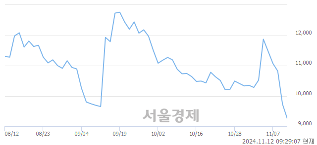 코금양그린파워, 장중 신저가 기록.. 9,320→8,900(▼420)