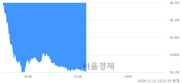 코가온칩스, 장중 신저가 기록.. 35,150→34,150(▼1,000)