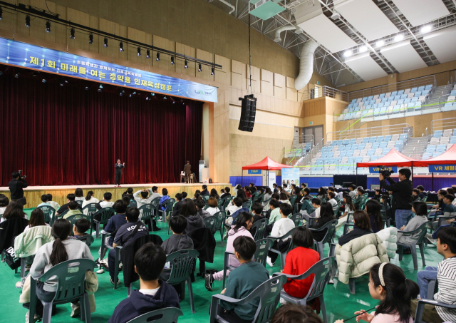 지난 12일 남양주체육문화센터에서 열린 남양주 정약용 인재육성캠프에서 주광덕 남양주시장이 발언하고 있다. 사진 제공=남양주시