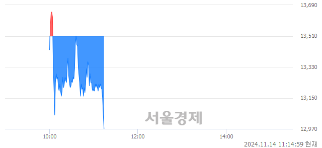 코에어레인, 장중 신저가 기록.. 13,300→12,910(▼390)