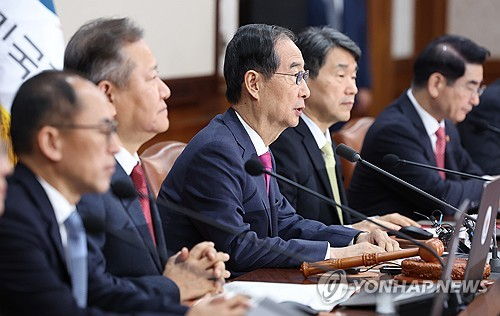 (서울=연합뉴스) 김도훈 기자 = 한덕수 국무총리가 19일 오전 정부서울청사에서 열린 국무회의에서 발언하고 있다. 2024.11.19 superdoo82@yna.co.kr