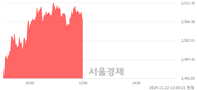 [정오 시황] 코스피 2506.71, 상승세(▲26.08, +1.05%) 지속