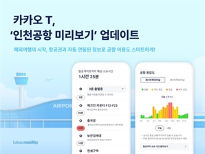 카카오T에서 인천공항 탑승게이트까지 예상 이동시간 본다