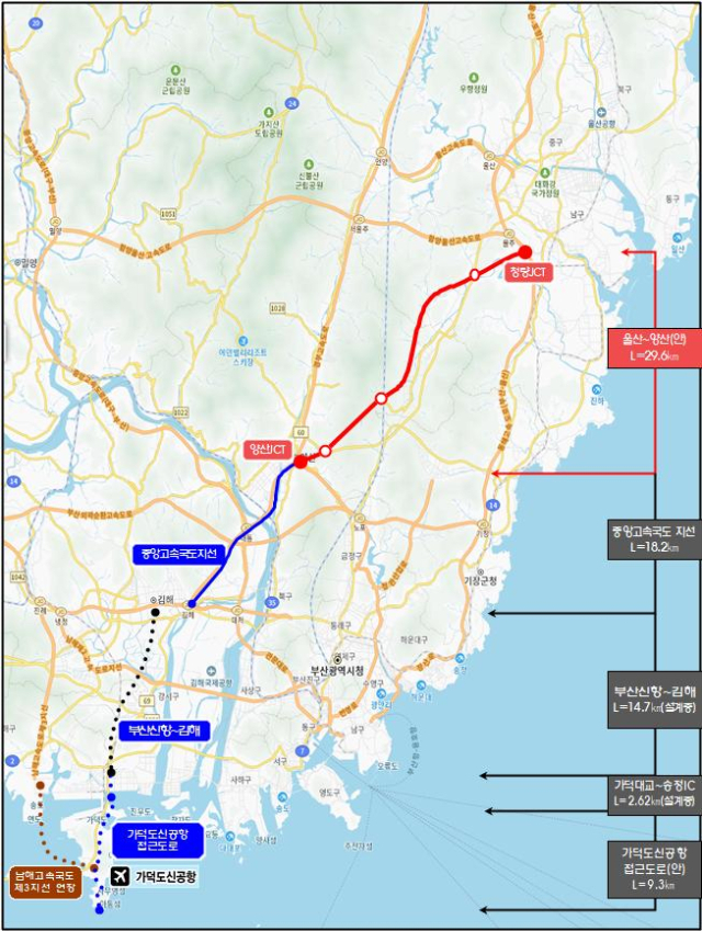 울산~양산 고속도로 위치도(안). 위치도=울산시